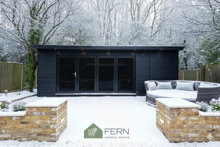 garden room in winter